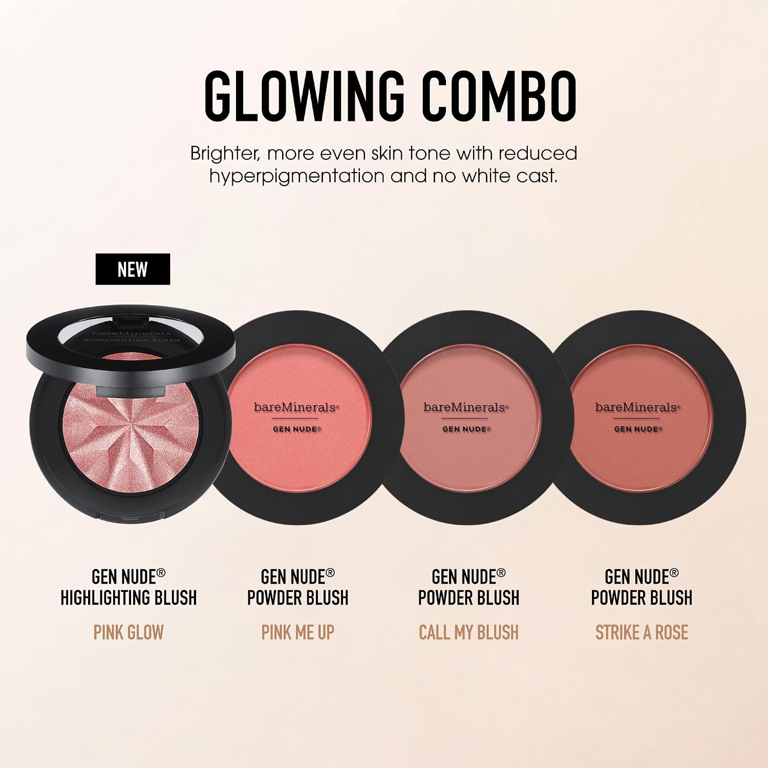 bareMinerals Gen Nude Highlighting Blush, Pink Glow, Vegan, Cruelty-Free & Dermatologist-Tested