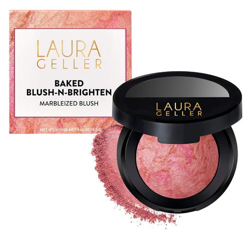LAURA GELLER NEW YORK Baked Blush-n-Brighten for Mature Skin - 01 Pink Buttercream- Powder Blush Won't Settle into Fine Lines - Buildable Natural Finish – Longlasting Formula - Made in Italy​