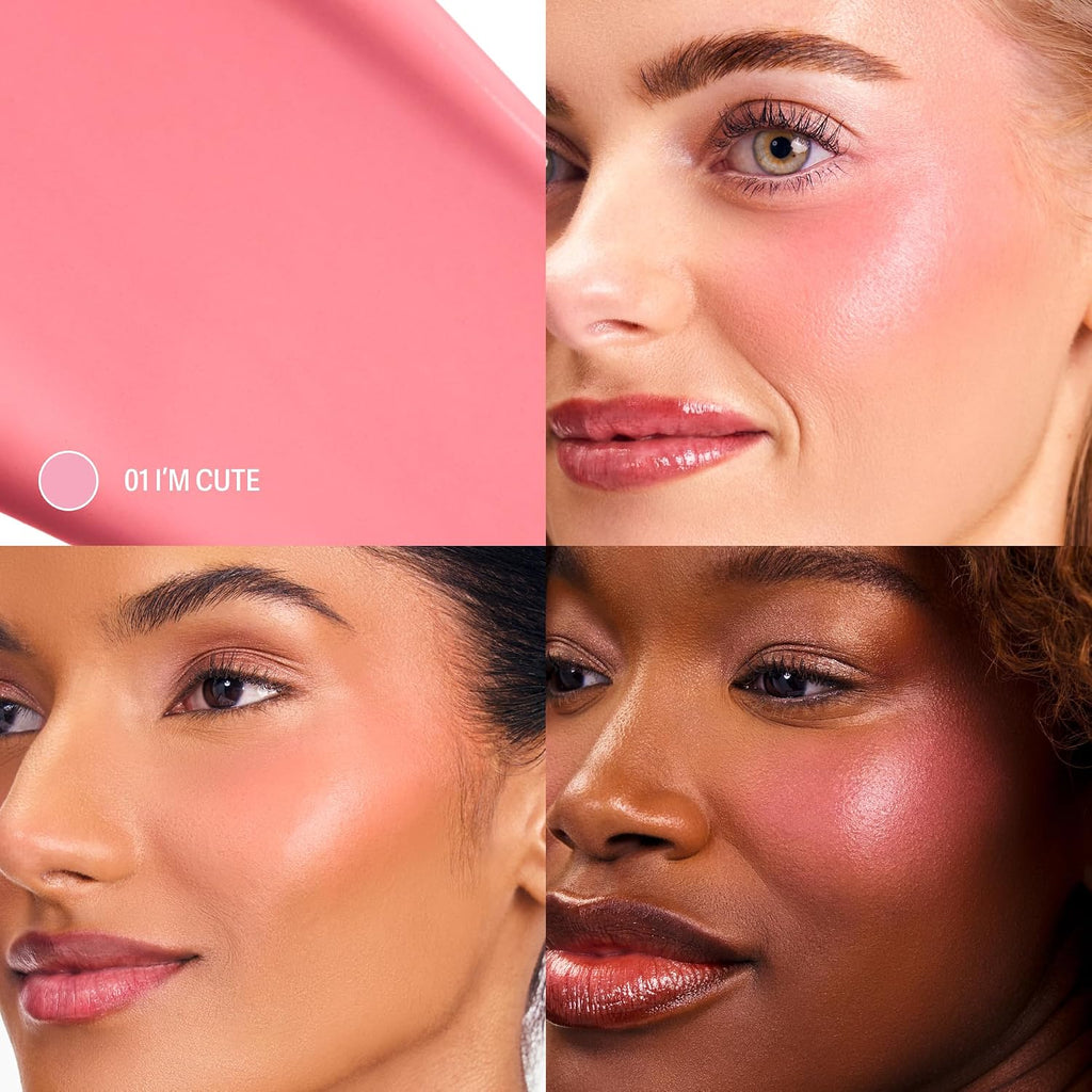 Sacheu Cheek STAY-N Liquid Blush for Cheeks — High Pigment, Buildable, Lightweight Cream Blush for Dewy & Radiant Flushed Cheeks — Long-lasting & Cruelty Free (I'm Cute)